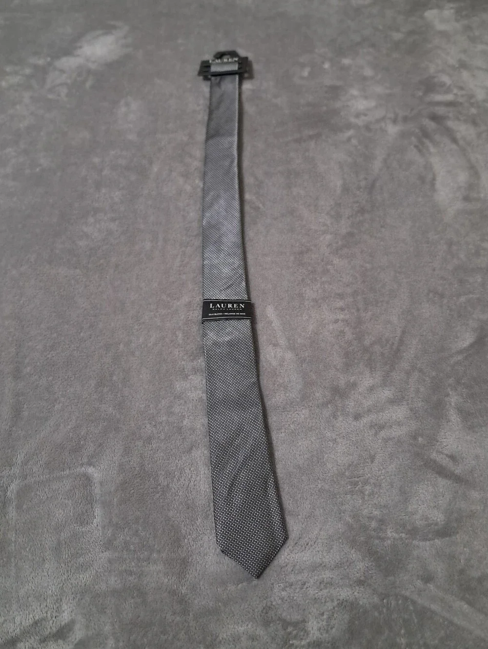Lauren Ralph Lauren Men's Charcoal Micro-check Silk Blend Tie.